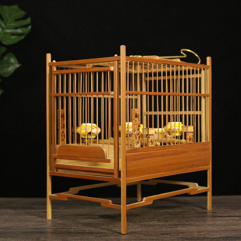 老竹皮料紫竹抽屉鸟笼精品笼绣眼黄雀贝子文鸟黄豆四方笼竹制品
