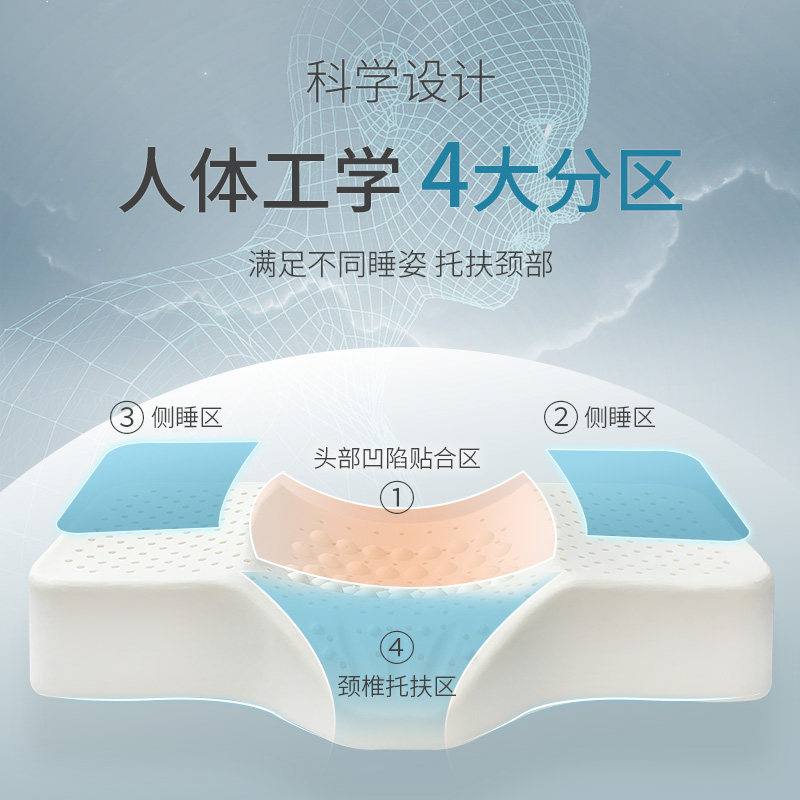 泰国天然乳胶枕头护颈枕脊椎单人颈椎枕养护修复睡觉专用枕睡眠