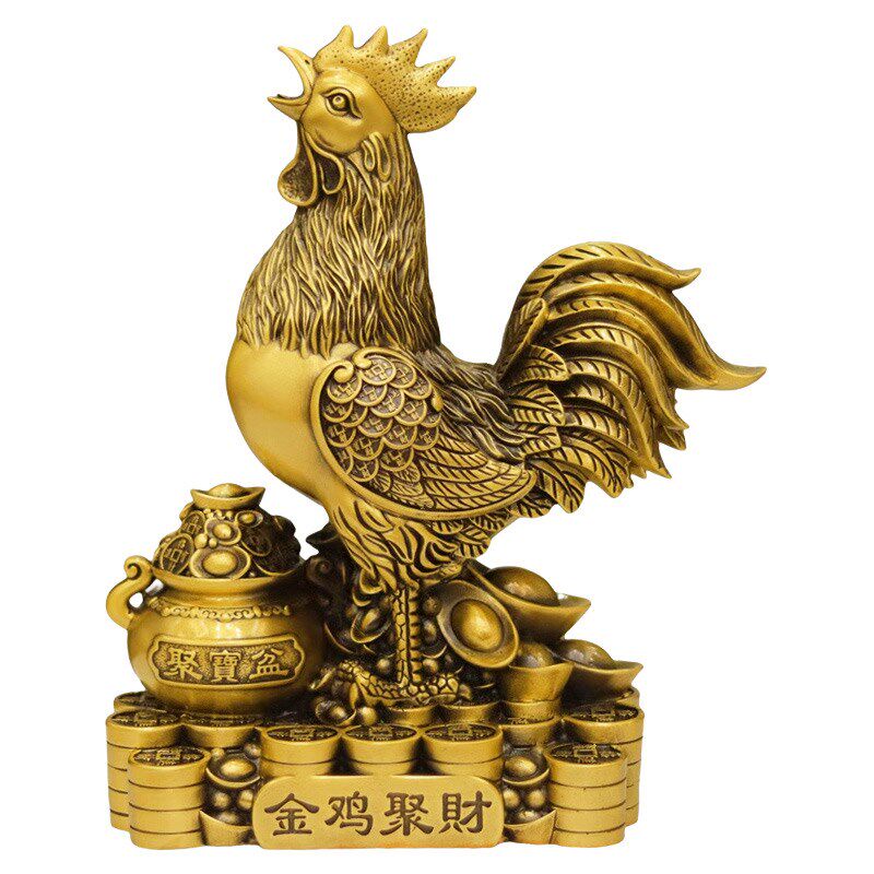 纯黄铜公鸡摆件金鸡独立雄鸡聚财风水工艺品招全銅生肖鸡大吉祥物
