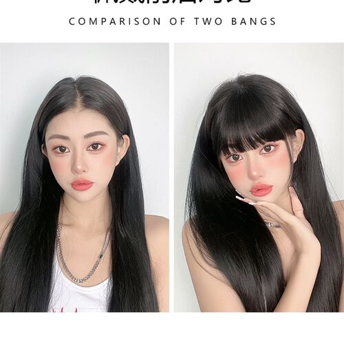 漫画刘海片女 自然前额 真发齐刘海假发片无痕头帘空气刘海假发女