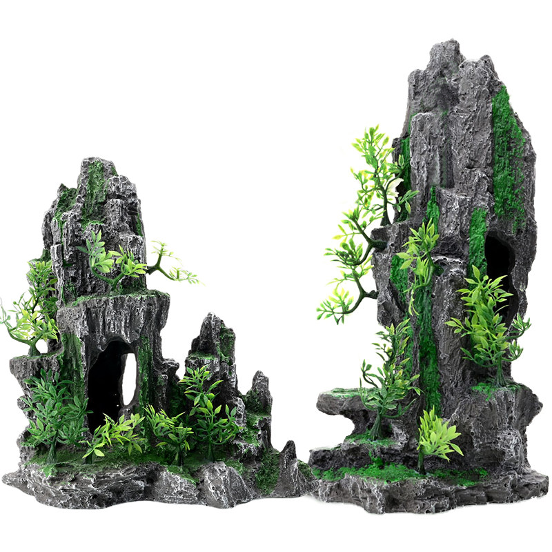 鱼缸造景装饰假山套餐水草石头摆件水族布景内饰小虾窝躲避屋全套