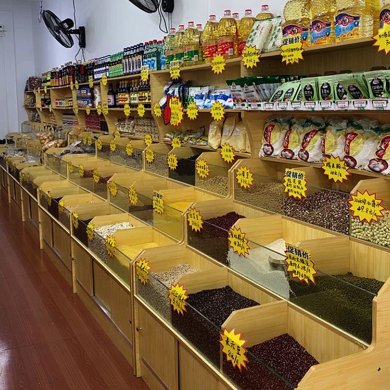 超市货架干果炒货店展示架五谷杂粮展示柜炒货货柜置物架靠墙展柜