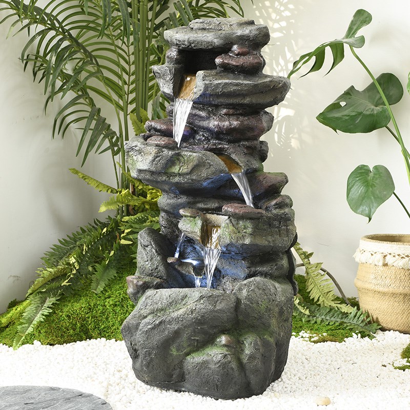 招财假山流水摆件循环水中式田园庭院造景创意家居装饰品开业送礼