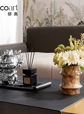 集设洞石花瓶商业空间邸高软装房间氛围感花器花艺摆件桌面摆花