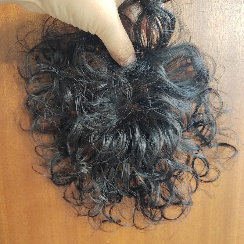 假发片女头顶短发蓬松波浪卷发真发无痕遮盖白发轻薄斜刘海补发块