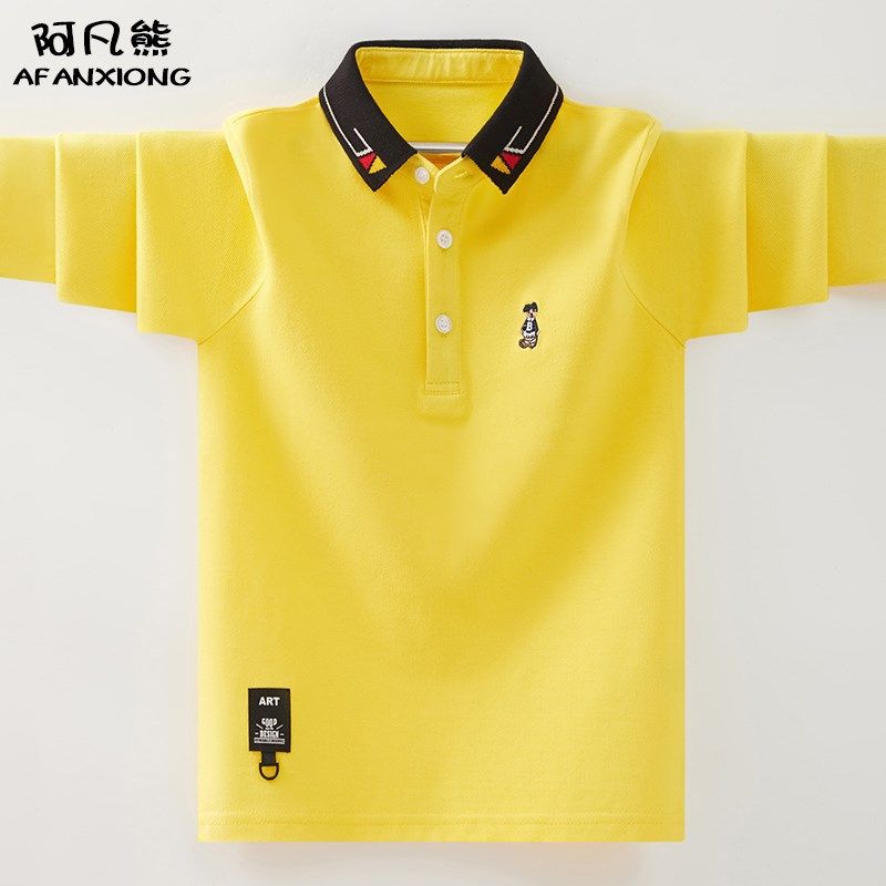 男童t恤长袖春秋纯棉上衣2024新款洋气潮儿童秋季翻领打底polo衫