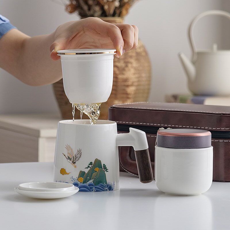 茶水分离泡茶杯子家用办公室个人专用茶杯茶叶罐带礼盒装生日礼品
