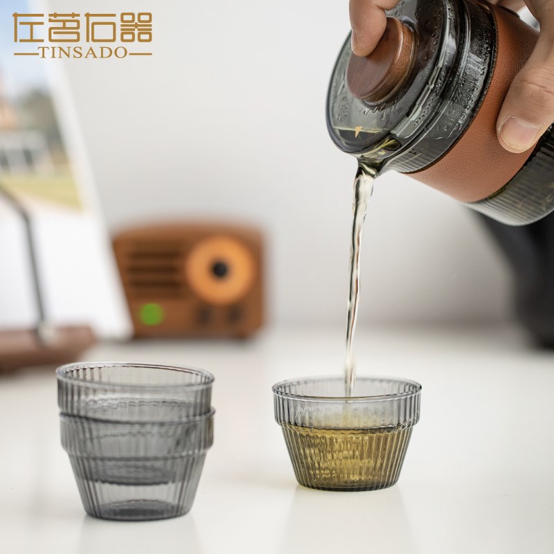 左茗右器玻璃旅行茶具套装随行快客杯户外便携式泡茶杯一壶三杯组