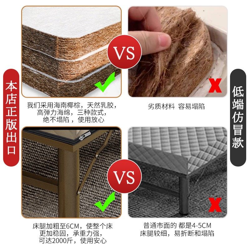 午休日式家用折叠床单人床办公室便携简易床可拆洗加高加固折叠床