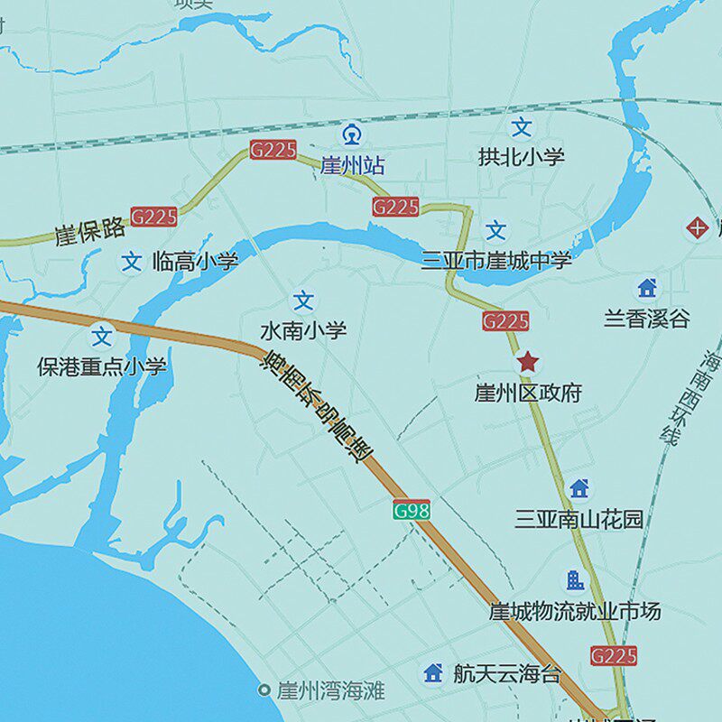 2025新款三亚市城区地图办公室挂图高清防水墙壁装饰实物推荐定制