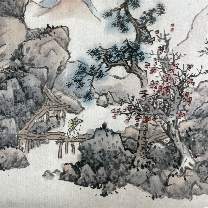 明代蓝瑛山水画册12页微喷复制画名家国画临摹学习画稿复古装饰画