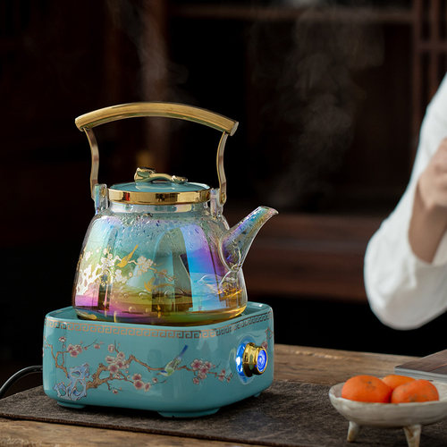 敬廉  玻璃煮茶壶烧水壶泡茶壶自动蒸茶器电陶炉煮茶器养生壶套装