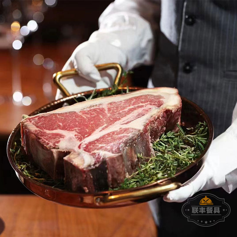 玫瑰金海鲜饭煎平底不锈钢加厚干锅芝士焗烤饭惠灵顿餐具盘子西餐
