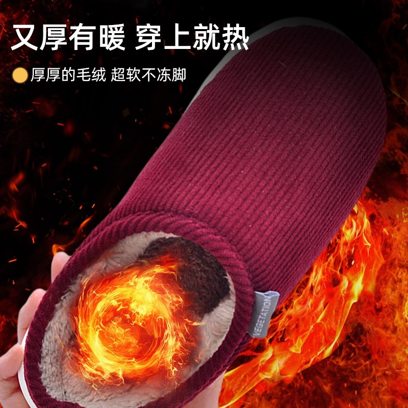 老人棉拖鞋女士冬季防滑防摔牛筋底耐磨家居灯芯绒加厚保暖男秋季