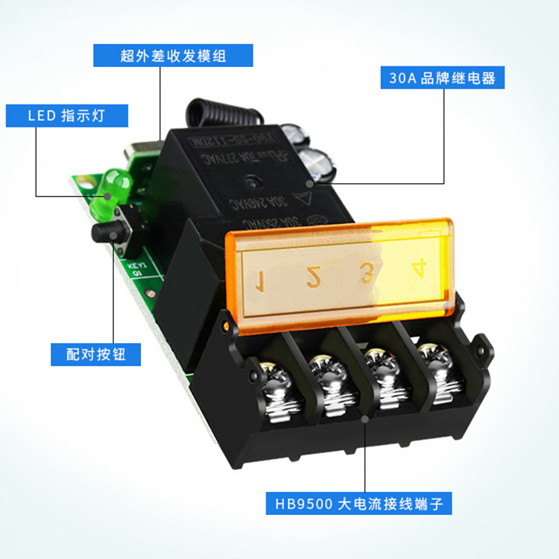 汽车LED灯电器无线遥控器开关车载射灯12-24V车灯控制车用双按钮