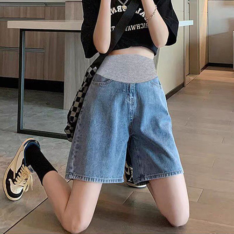 孕妇短裤夏季外穿薄款打底牛仔裤子夏款五分中裤孕早期夏装阔腿裤