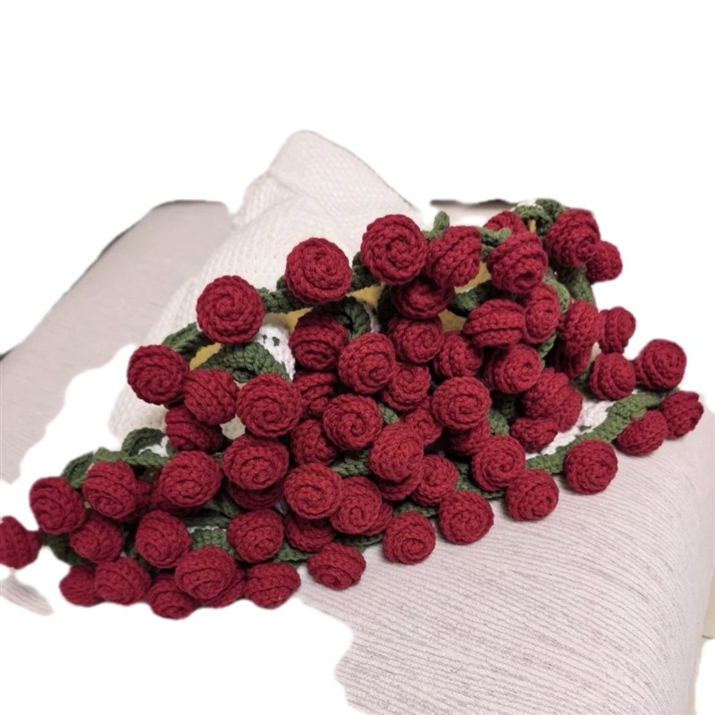 毛毯花束diy材料包玫瑰花朵毯子钩织毛线钩花编织自制礼物送女友
