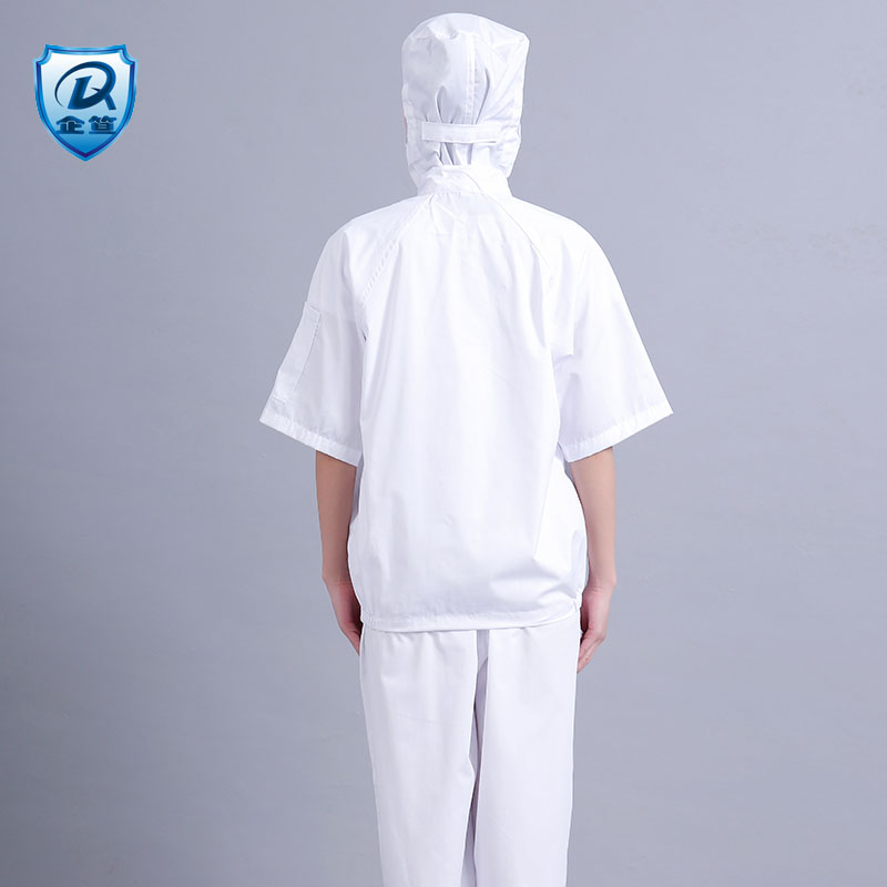 食品厂夏季薄款透气吸汗工厂车间男女士劳保卫生防尘工作服装连帽