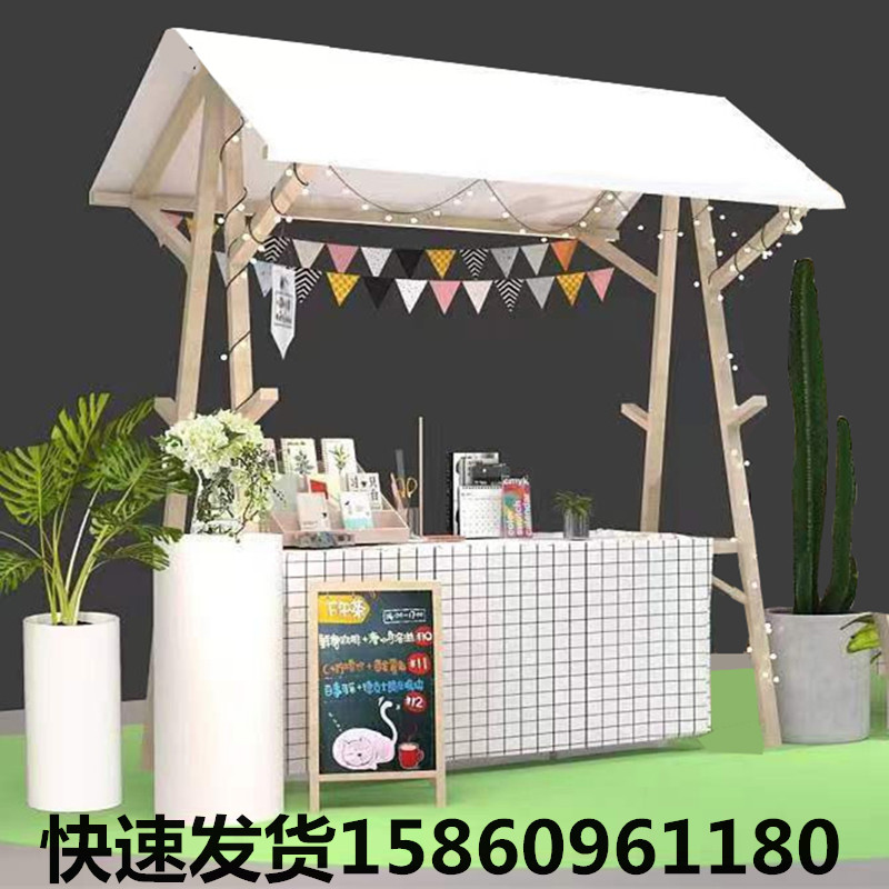 移动可折叠摊位定制户外棚摆摊展示架实木制促销花车夜市集市架子