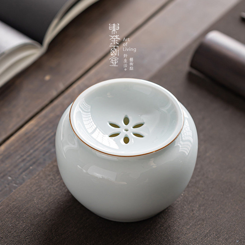甜白瓷建水小号陶瓷茶洗茶艺表演茶渣筒废茶水壶承茶道蓄水干泡台