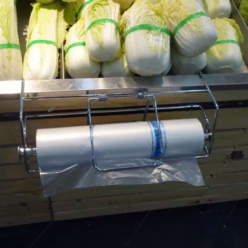 超市不锈钢 散称区连卷袋支架购物袋支架 挂式连卷袋支架塑料袋架