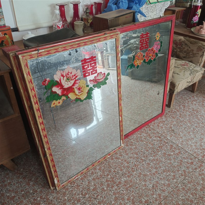 民俗老物件老穿衣镜八九十年代怀旧摆件饭店装饰影视道具场景布置
