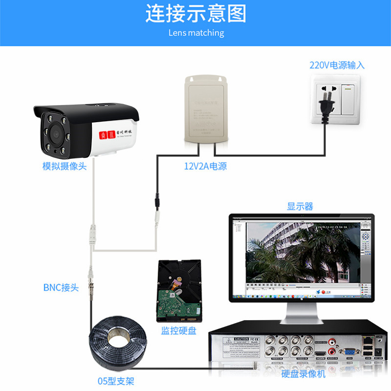 监控摄像头红外高清夜视监控器室外高清1200线安防摄像机模拟探头
