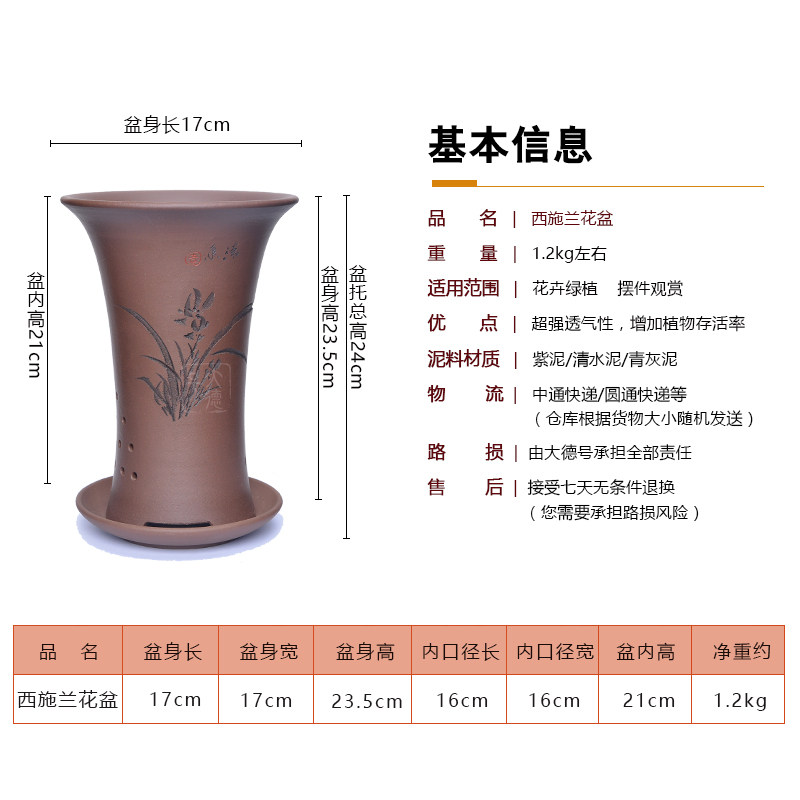 兰花盆陶瓷透气紫砂花盆带托盘小号吊兰君子兰蓝兰草兰花专用花盆