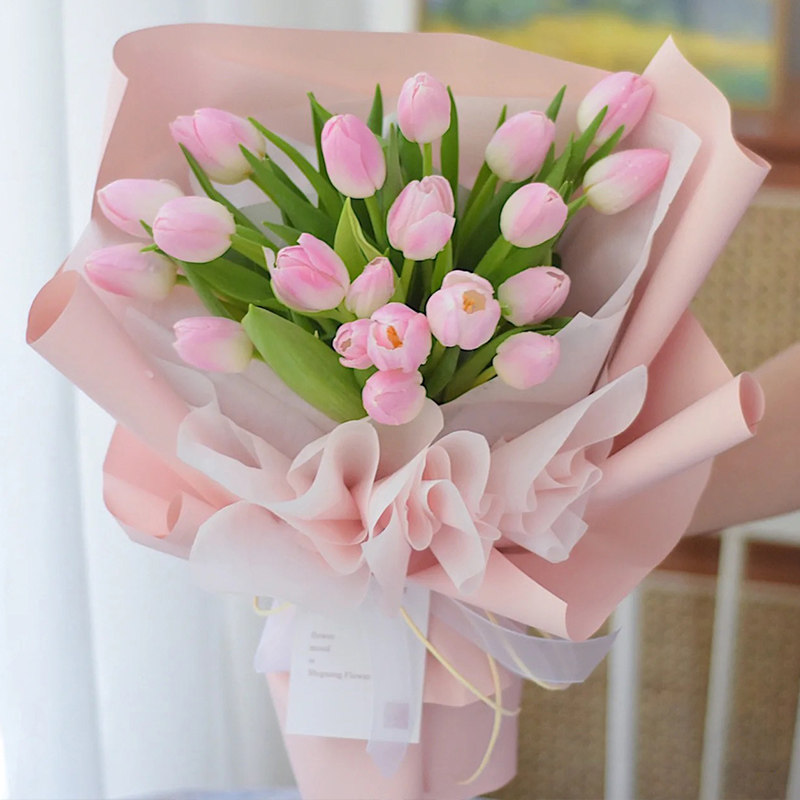 郁金香花束玫瑰鲜花速递同城上海广州北京杭州生日花店配送女友