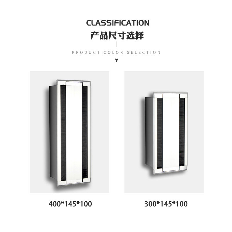 桌面铝合金毛刷穿线盒双面开办公桌嵌入式86插座面板线孔盖方形