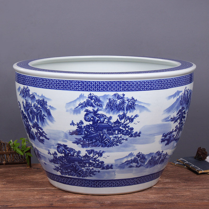 睡莲花盆缸青花陶瓷水缸庭院碗莲荷花盆缸室外特大号种树大缸清仓