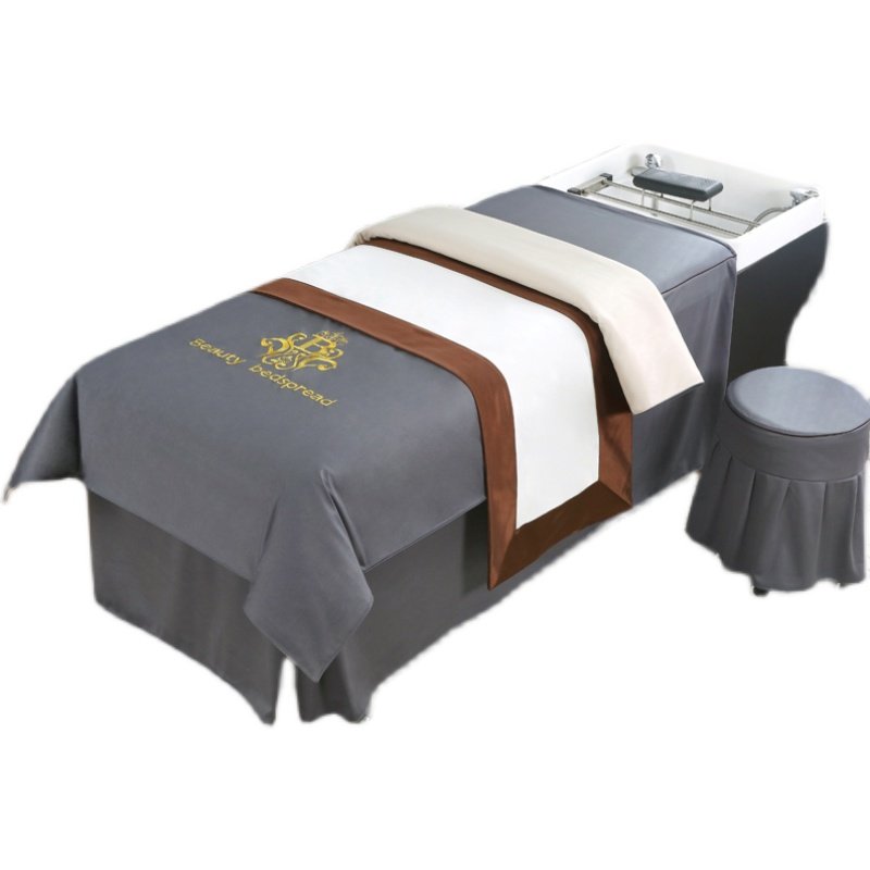 新款泰式洗头床罩套头疗理发养发店专用按摩网红推拿简约高档纯色