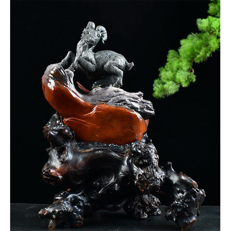 威弗列德新款寿山石摆件领头羊玉石奇石玄关客厅工艺品装饰品田黄