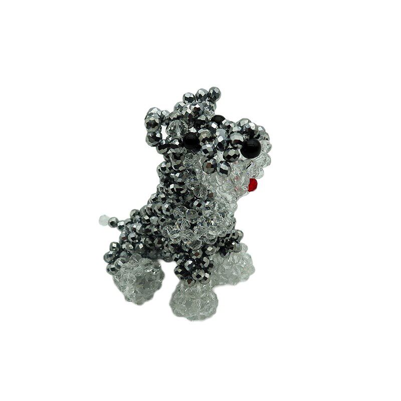 成品水晶串珠生肖狗手工编织雪纳瑞贵宾犬雪瑞纳钥匙链挂件小摆件