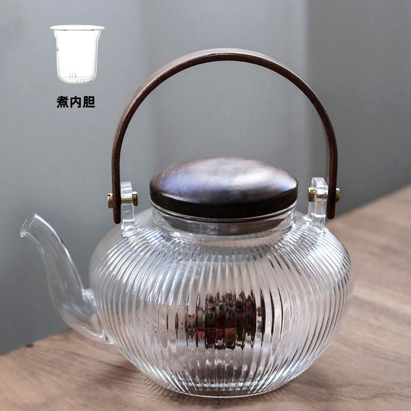馨玉坊电陶炉煮茶壶黑白果茶烧水电热家用日式小型玻璃蒸煮茶茶具