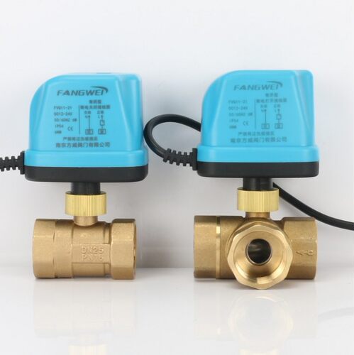 太阳能电磁阀二线电动球阀二通三通直流DC12V24V空调温控常开常闭