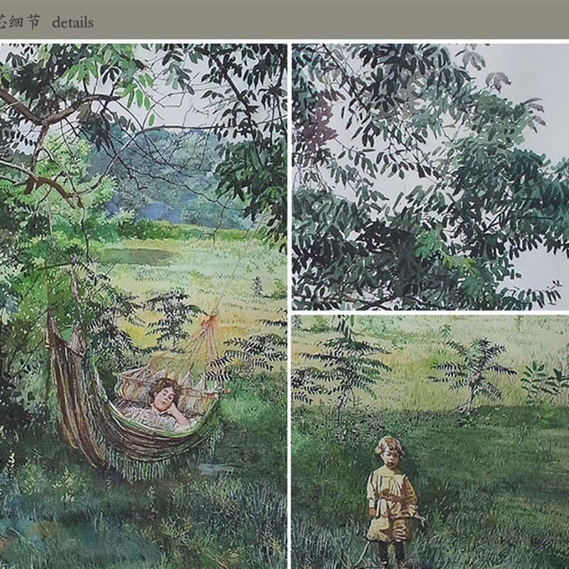 悠闲生活风景大树田园风光美式装饰画玄关过道楼梯间餐厅有框挂画