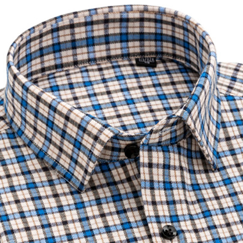 新款春季中年格子衬衫男长袖纯棉爸爸装内搭打底衫衣中老年人衬衣