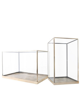 轻奢玻璃罩子展示盒展会柜台工艺品防尘样板房间铜底座装饰品摆件