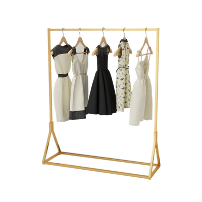 服装展示架金色方管铁艺展销会侧挂衣架婚纱礼服带轮龙门架铁架子