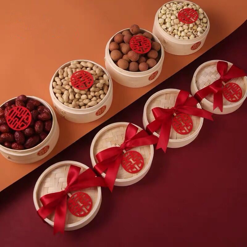 结婚用品早生贵子模具压床摆件多囍婚房装饰布置糖果蒸笼套装礼盒