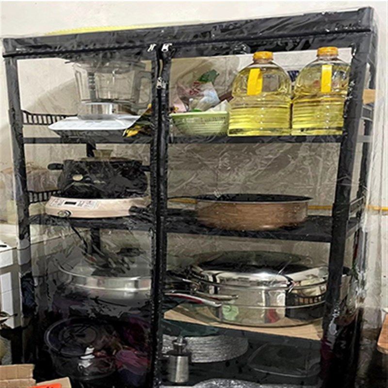 简易衣柜防尘罩透明定制鞋架书柜全包带拉链碗柜厨房置物架防油罩图片