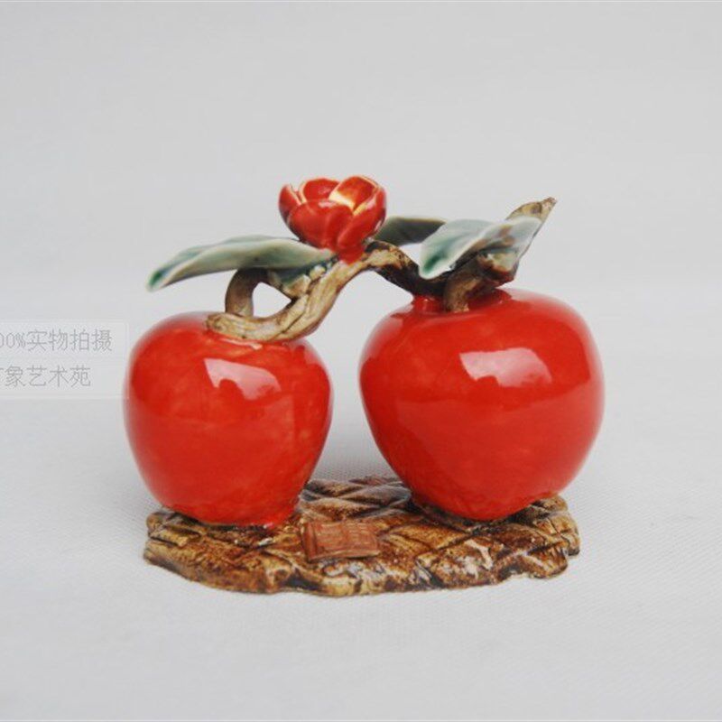 荔枝桃子盘桃水果陶瓷摆件中式创意家居书桌茶盘装饰品手工工艺品