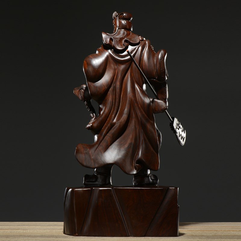 黑檀木雕关公像摆件实木大号武财神关二爷客厅护宅武圣关羽工艺品