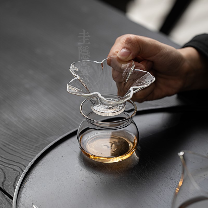 圭隐堂耐热玻璃茶漏一体茶滤公道杯套装家用茶叶过滤网茶隔滤茶器