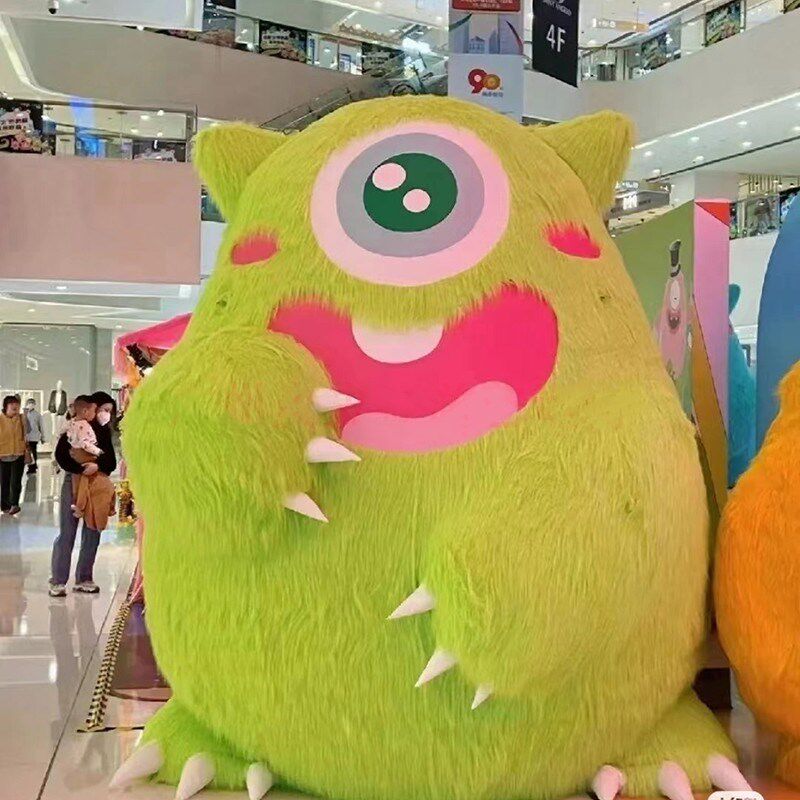 充气毛绒大型卡通吉祥物怪兽气模兔子植绒布朗熊网红商场美陈装饰
