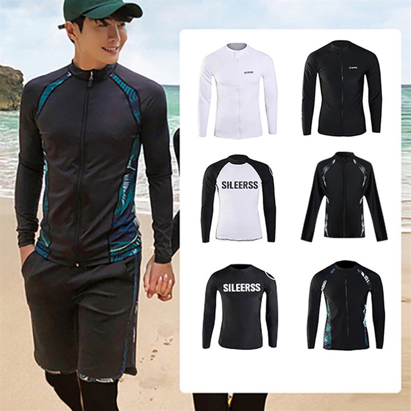 韩国潜水服女分体拉链水母服防晒长袖泳衣浮潜男冲浪温泉上衣外套