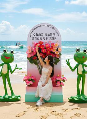 网红花仙子雕塑玻璃钢玫瑰花背景板景区婚礼布置拍照打卡装饰摆件