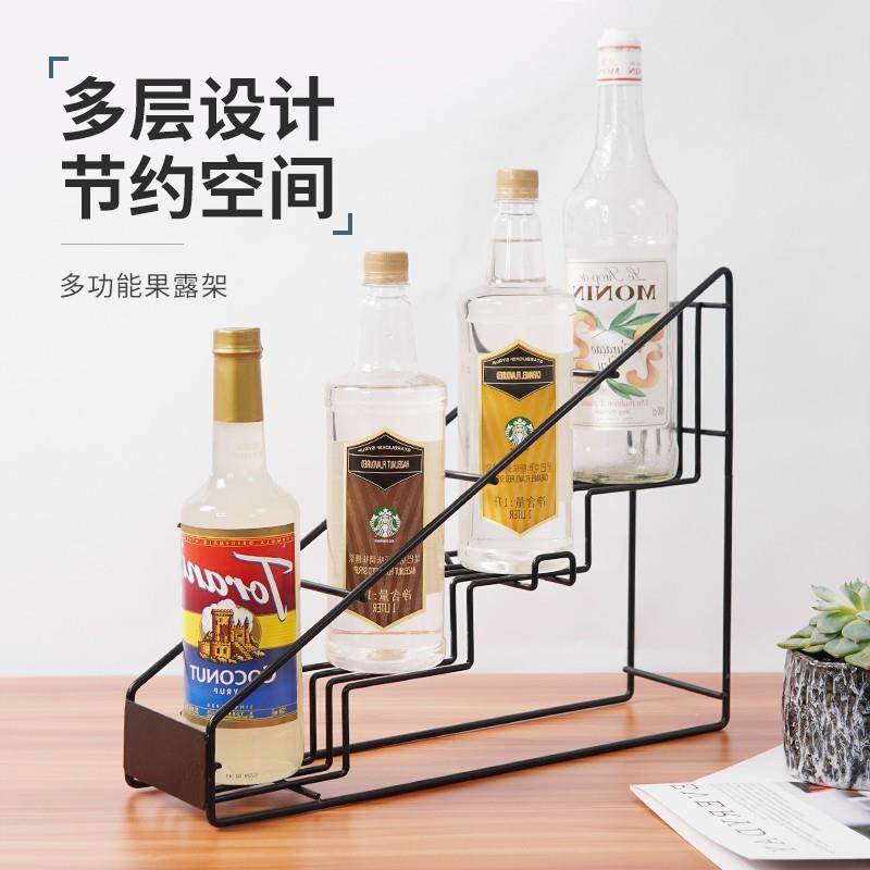 奶茶店置物架糖浆糖压瓶收纳架咖啡店不锈钢吧台收纳架展示陈列架图片