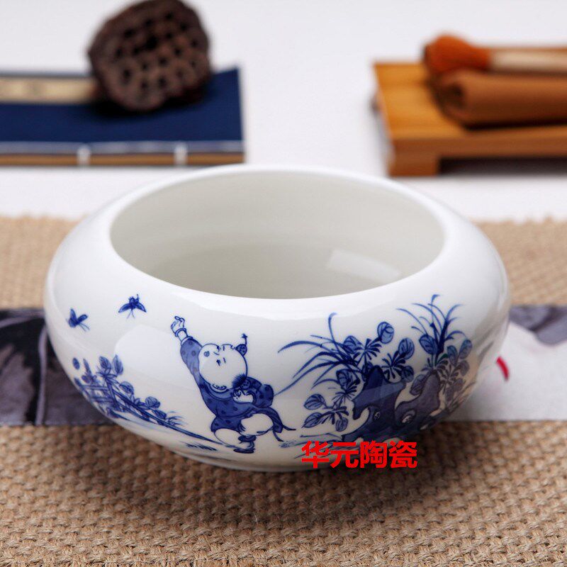 景德镇陶瓷器大号青花瓷烟灰缸创意个性潮流家用客厅垃圾杂物缸